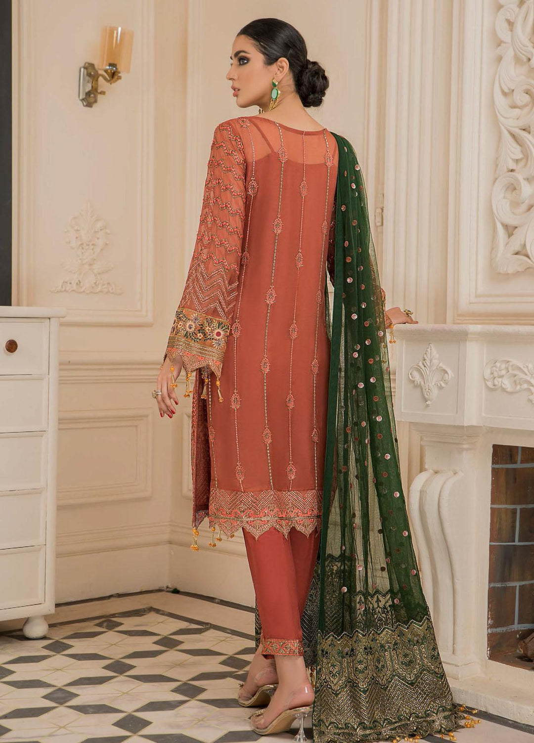 Nourang by Maryam's Embroidered Chiffon Suits Unstitched 3 Piece MRM21NC D-220 - Festive Collection