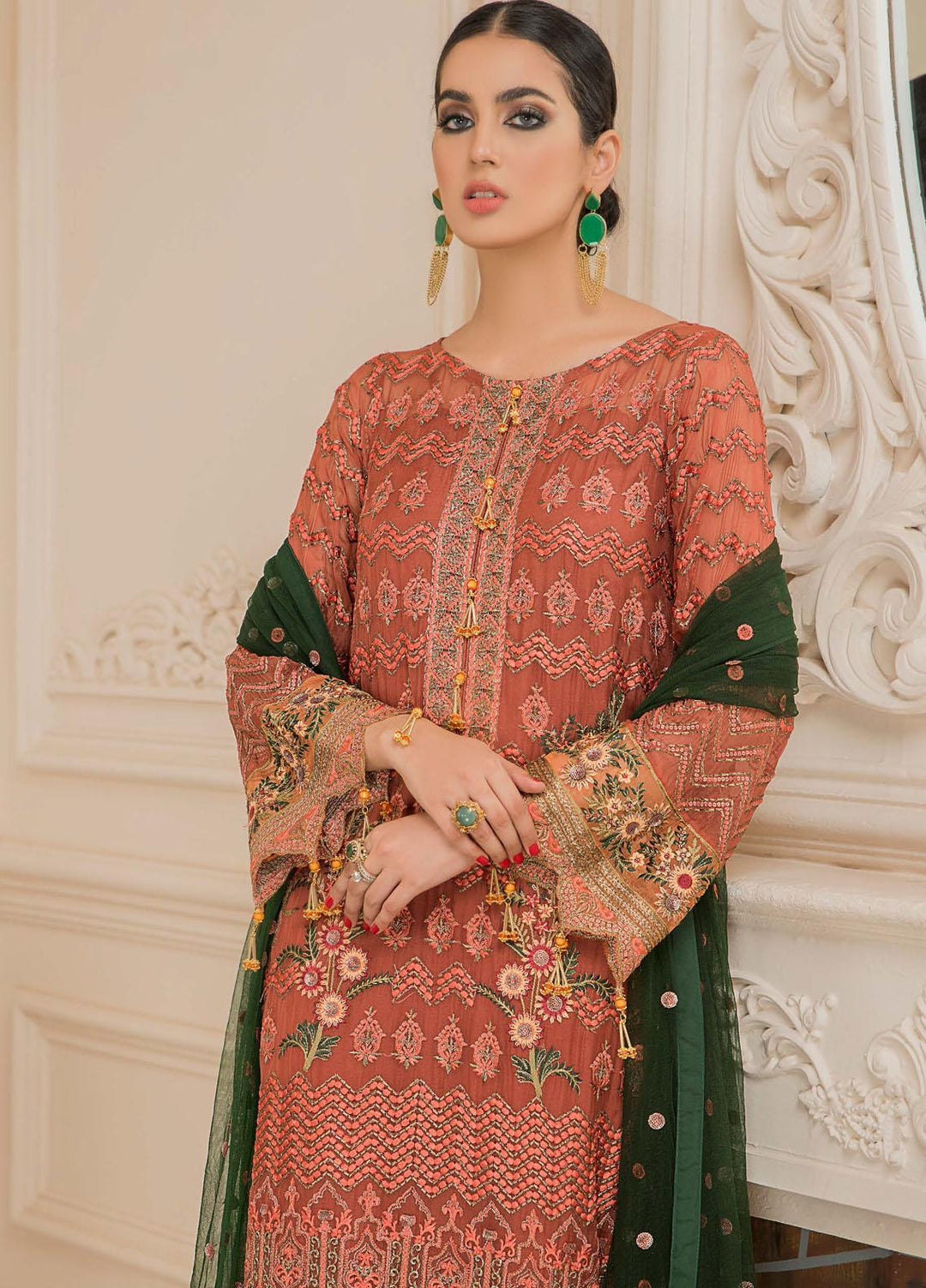 Nourang by Maryam's Embroidered Chiffon Suits Unstitched 3 Piece MRM21NC D-220 - Festive Collection