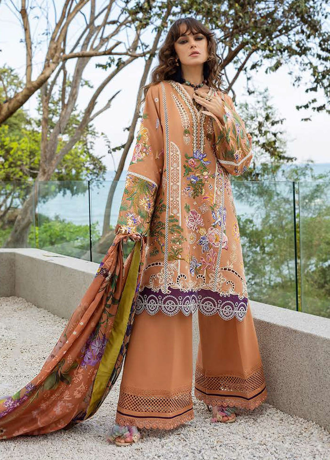Nouveau Chapitre by Esmel Embroidered Lawn Suits Unstitched 3 Piece EML25NC D-08 Solea - Summer Collection