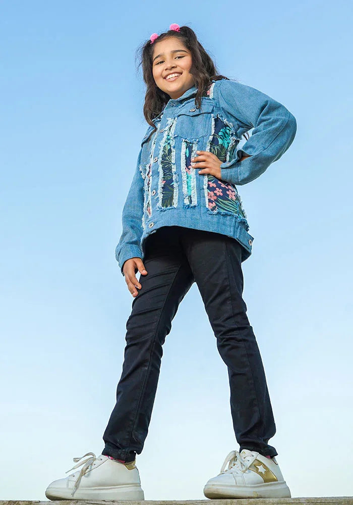 Ochre RTW Solids Girls Denim 1 Piece Girls Denim Jacket - Summer Collection