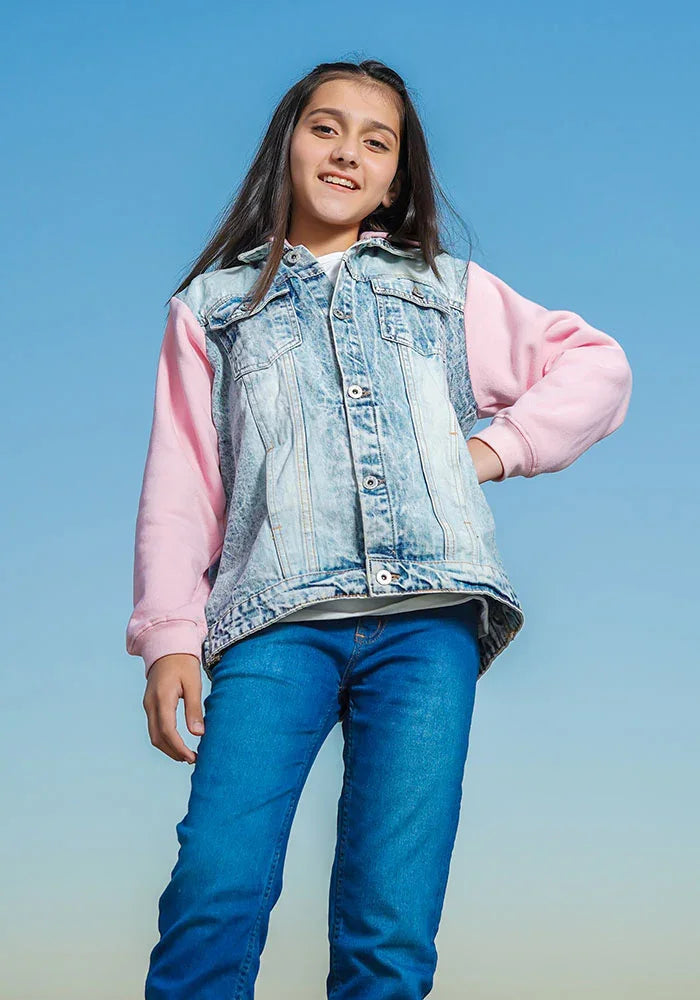 Ochre RTW Solids Girls Denim 1 Piece Girls Denim Jacket - Summer Collection