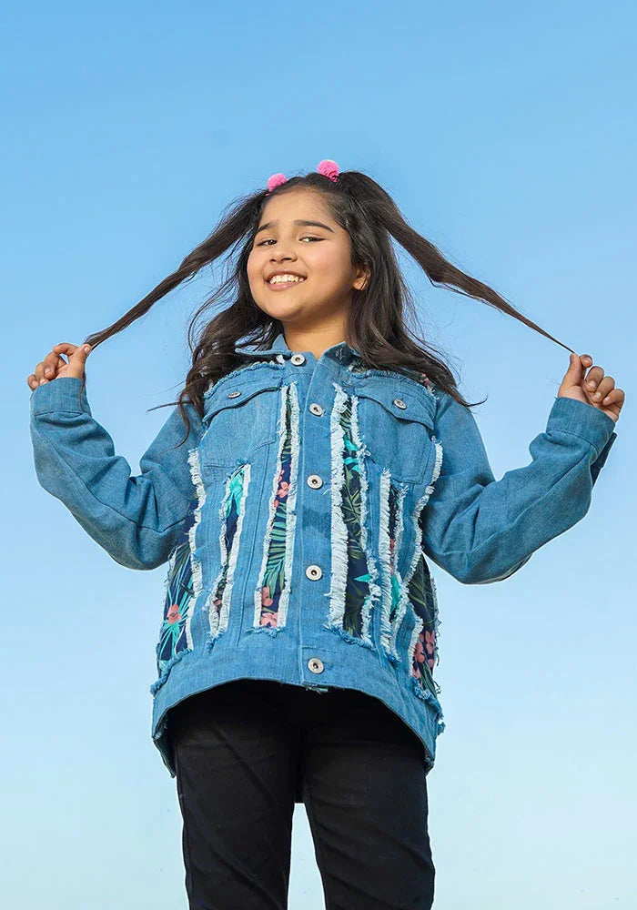 Ochre RTW Solids Girls Denim 1 Piece Girls Denim Jacket - Summer Collection