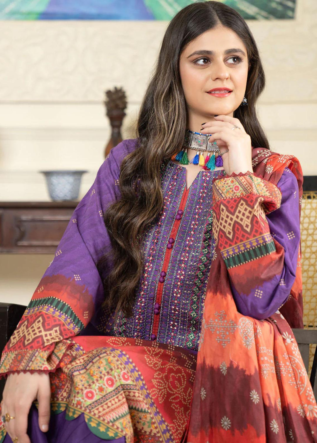 Nova By Safwa Embroidered Lawn Suits Unstitched 3 Piece SW23N NVC-07 - Summer Collection