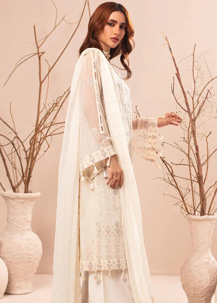 Nur By Shamooz Embroidered Chiffon Suit Unstitched 4 Piece SHM24N SU-0100 - Formals Collection