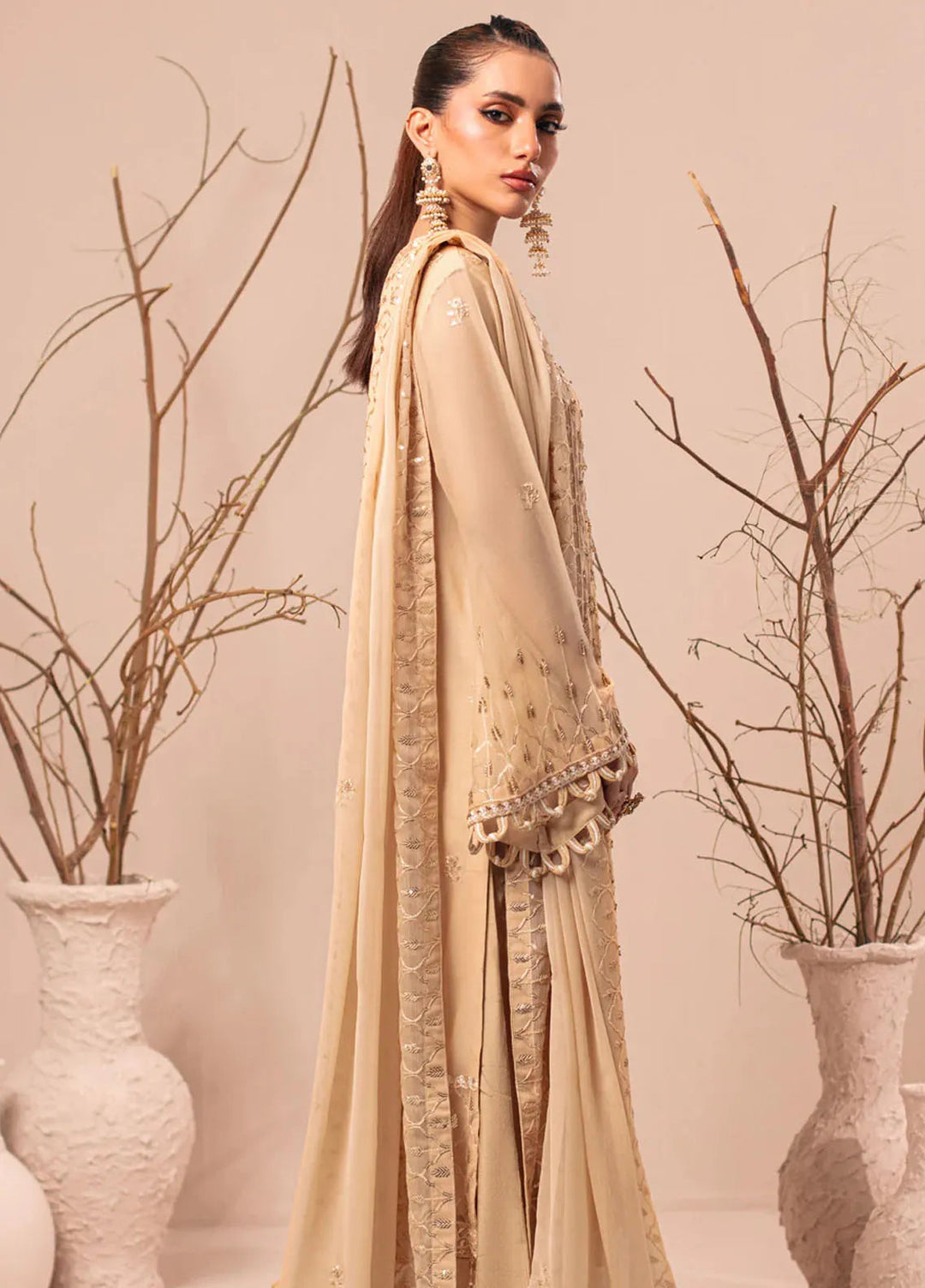 Nur By Shamooz Embroidered Chiffon Suit Unstitched 4 Piece SHM24N SU-094 - Formals Collection