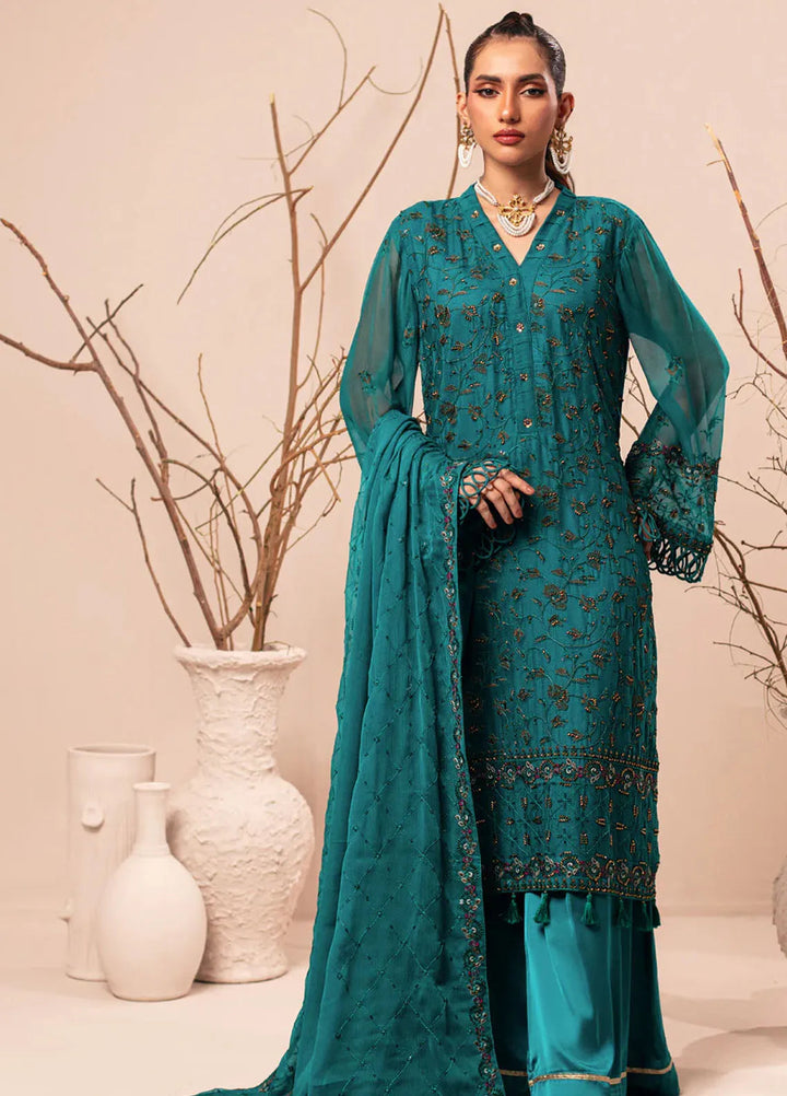 Nur By Shamooz Embroidered Chiffon Suit Unstitched 4 Piece SHM24N SU-095 - Formals Collection