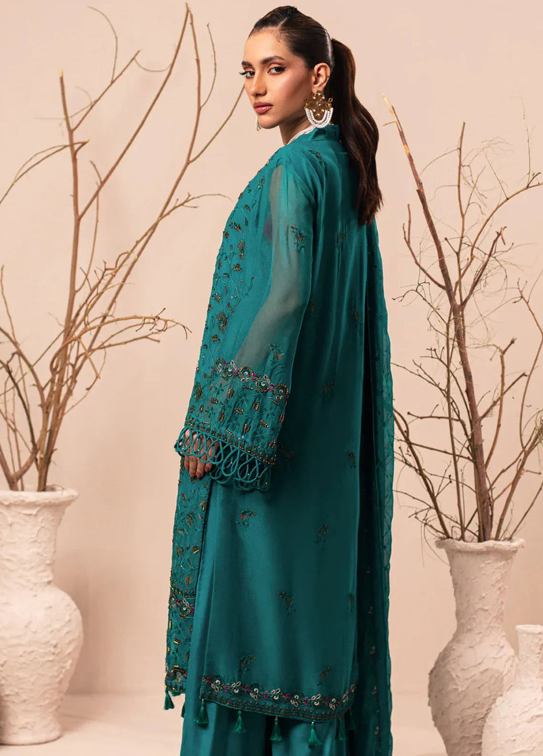 Nur By Shamooz Embroidered Chiffon Suit Unstitched 4 Piece SHM24N SU-095 - Formals Collection