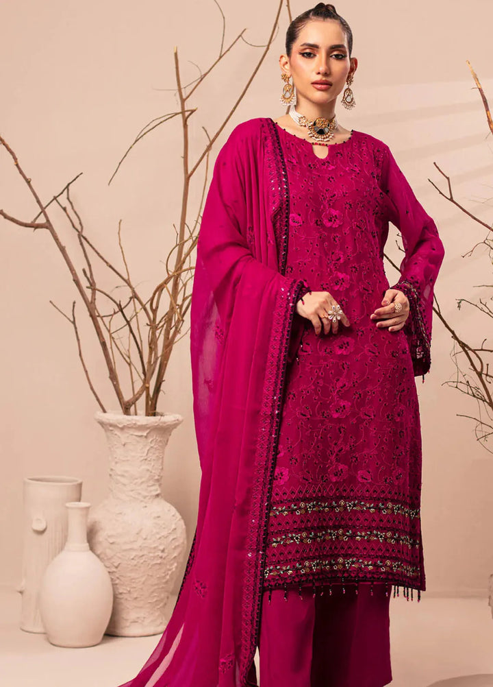 Nur By Shamooz Embroidered Chiffon Suit Unstitched 4 Piece SHM24N SU-097 - Formals Collection