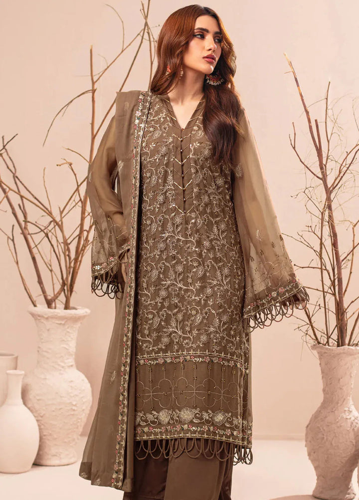 Nur By Shamooz Embroidered Chiffon Suit Unstitched 4 Piece SHM24N SU-098 - Formals Collection