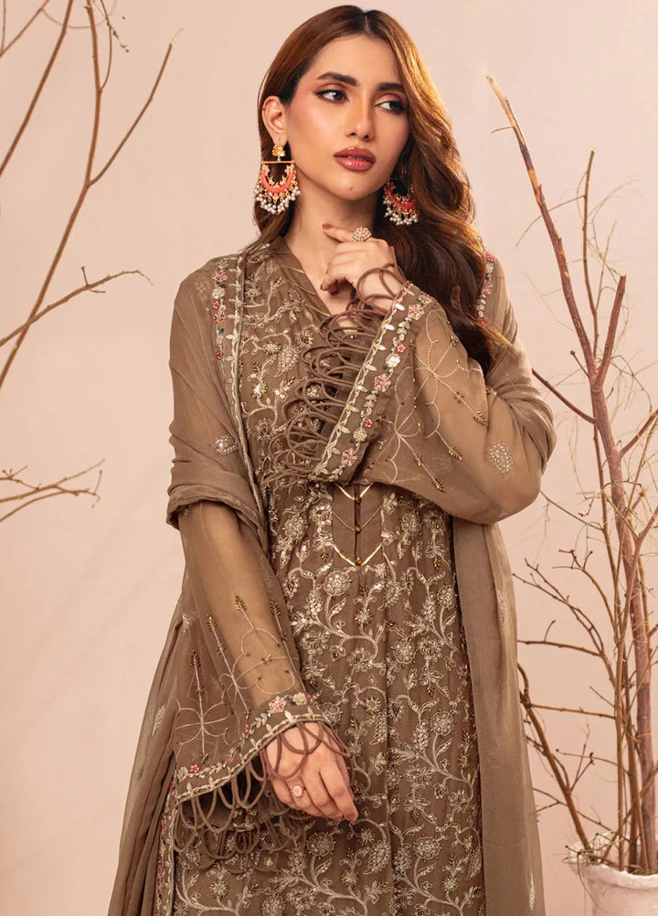 Nur By Shamooz Embroidered Chiffon Suit Unstitched 4 Piece SHM24N SU-098 - Formals Collection