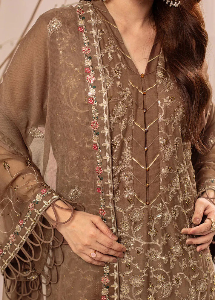 Nur By Shamooz Embroidered Chiffon Suit Unstitched 4 Piece SHM24N SU-098 - Formals Collection