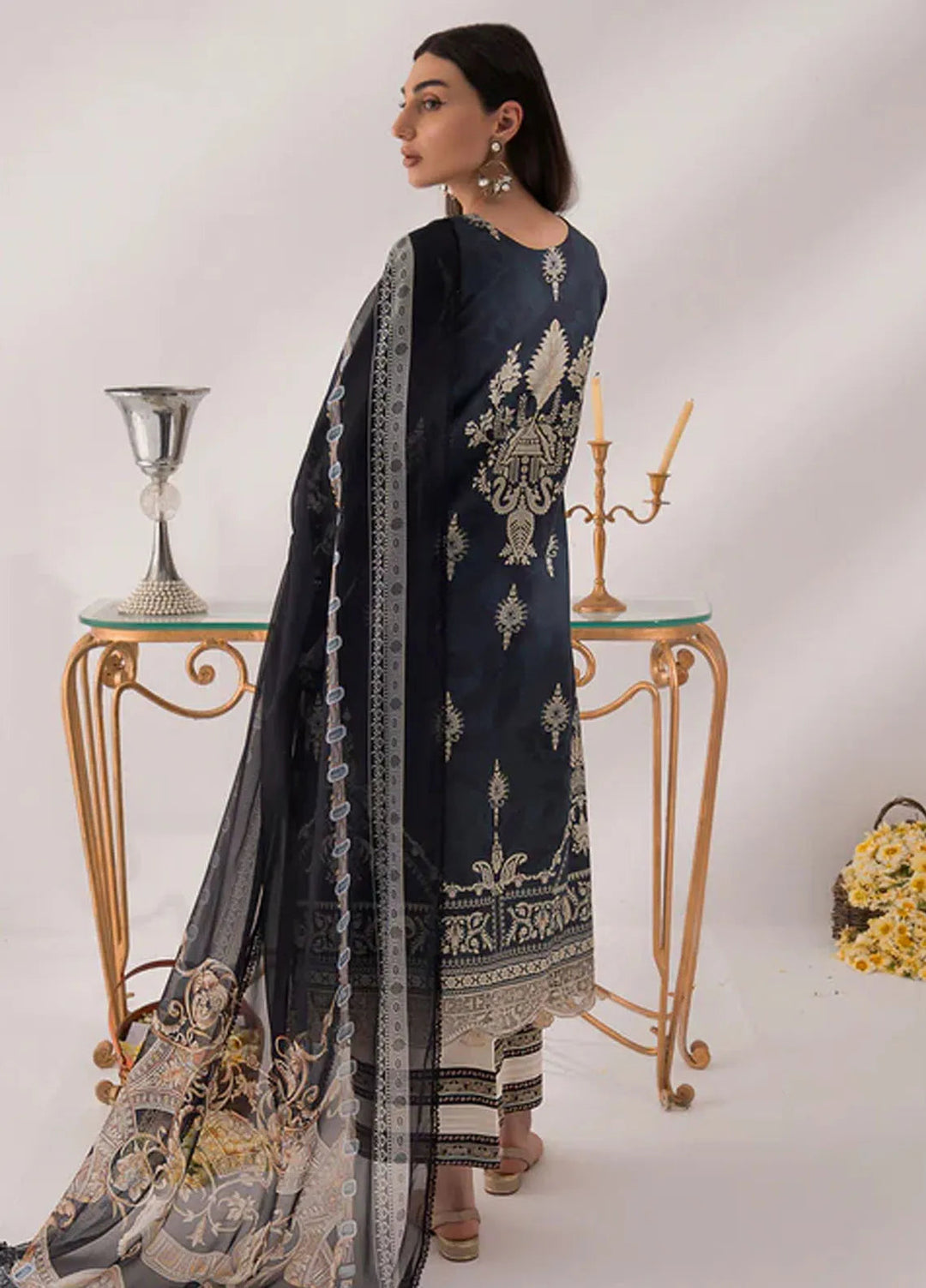 Nur By Shazme Printed Lawn Suit Unstitched 3 Piece SHZ24N SH-03 Zinc Poppy - Summer Collection