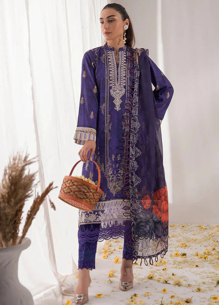 Nur By Shazme Printed Lawn Suit Unstitched 3 Piece SHZ24N SH-04 Pansy - Summer Collection