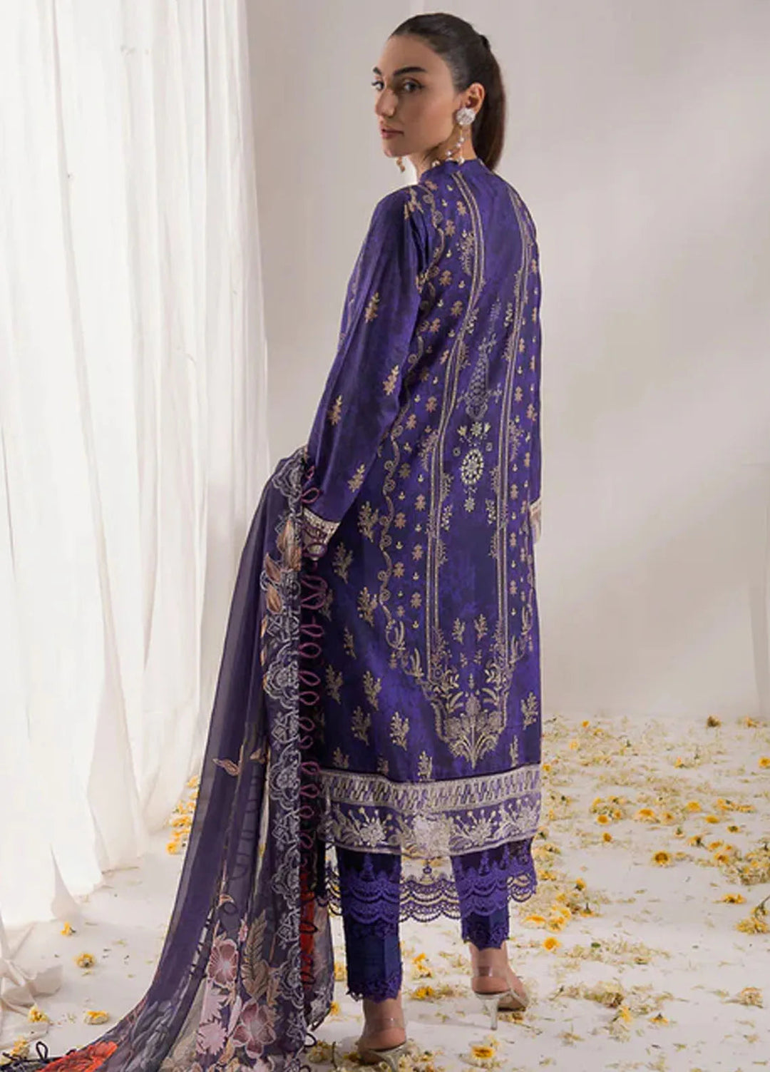 Nur By Shazme Printed Lawn Suit Unstitched 3 Piece SHZ24N SH-04 Pansy - Summer Collection