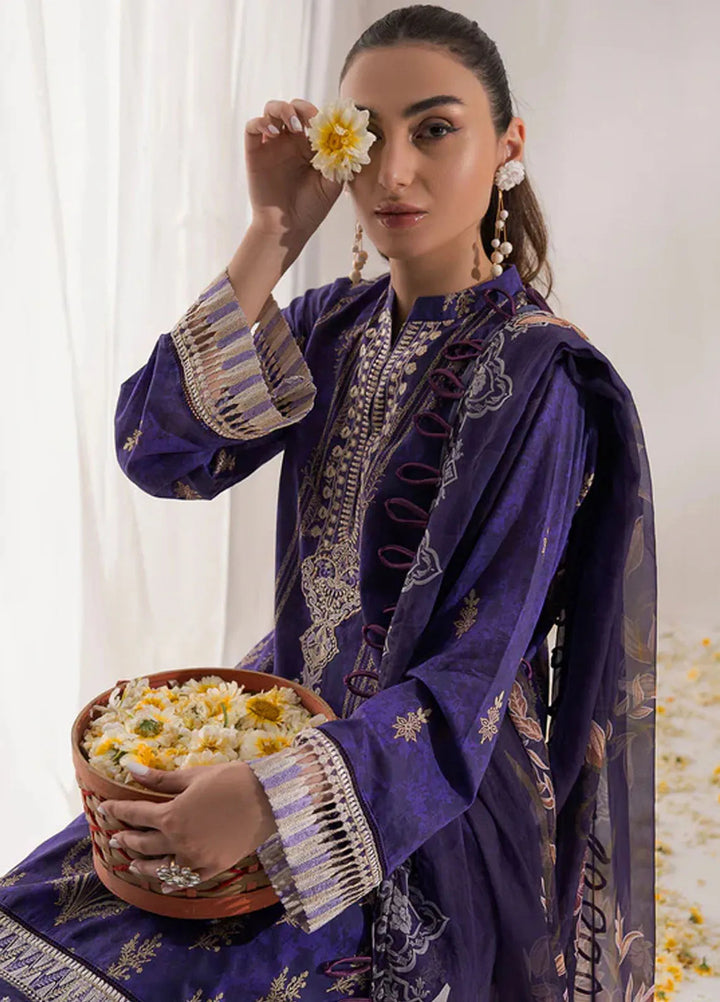 Nur By Shazme Printed Lawn Suit Unstitched 3 Piece SHZ24N SH-04 Pansy - Summer Collection