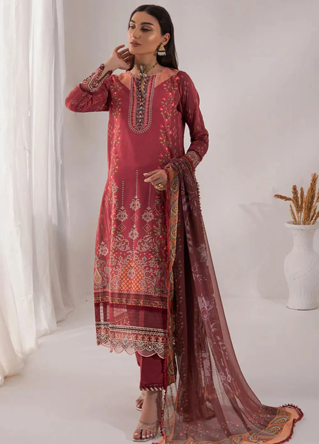 Nur By Shazme Printed Lawn Suit Unstitched 3 Piece SHZ24N SH-05 Dahlia - Summer Collection