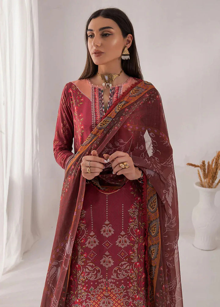 Nur By Shazme Printed Lawn Suit Unstitched 3 Piece SHZ24N SH-05 Dahlia - Summer Collection