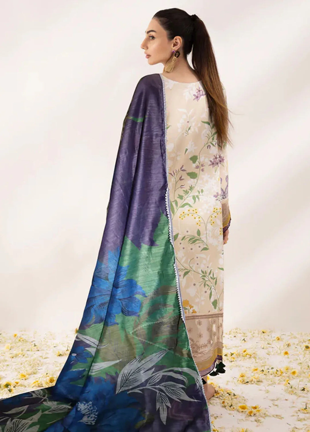 Nur By Shazme Printed Lawn Suit Unstitched 3 Piece SHZ24N SH-08 Zinnia - Summer Collection