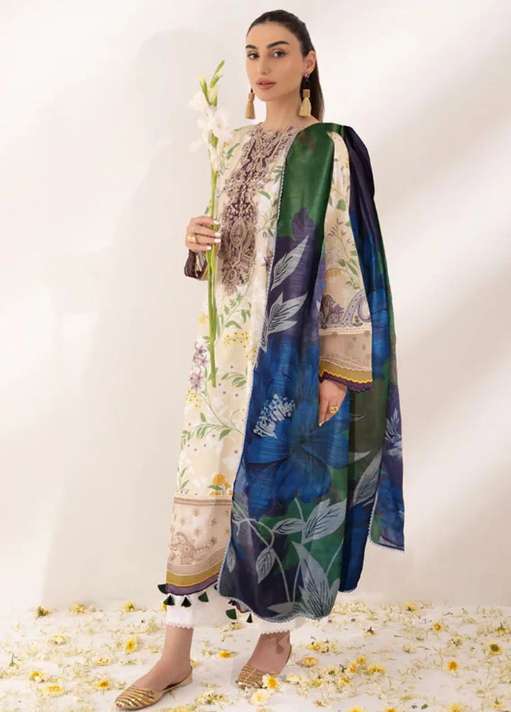 Nur By Shazme Printed Lawn Suit Unstitched 3 Piece SHZ24N SH-08 Zinnia - Summer Collection