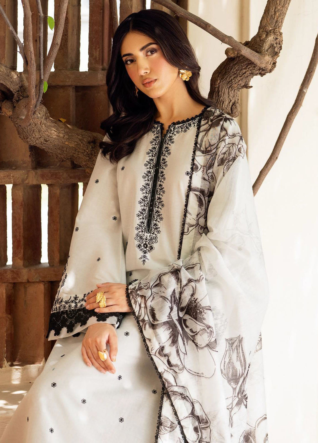Nura by Zarif Embroidered Lawn Suits Unstitched 3 Piece ZF25TL Nura-05 Reeha - Summer Collection