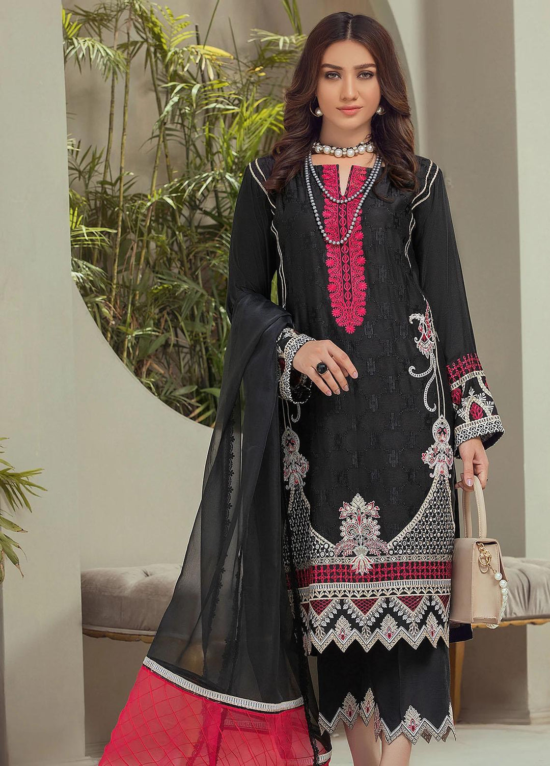Nurani By Elegance Embroidered Cotton Net Suits Unstitched 3 Piece ELG21N ANBAR - Festive Collection