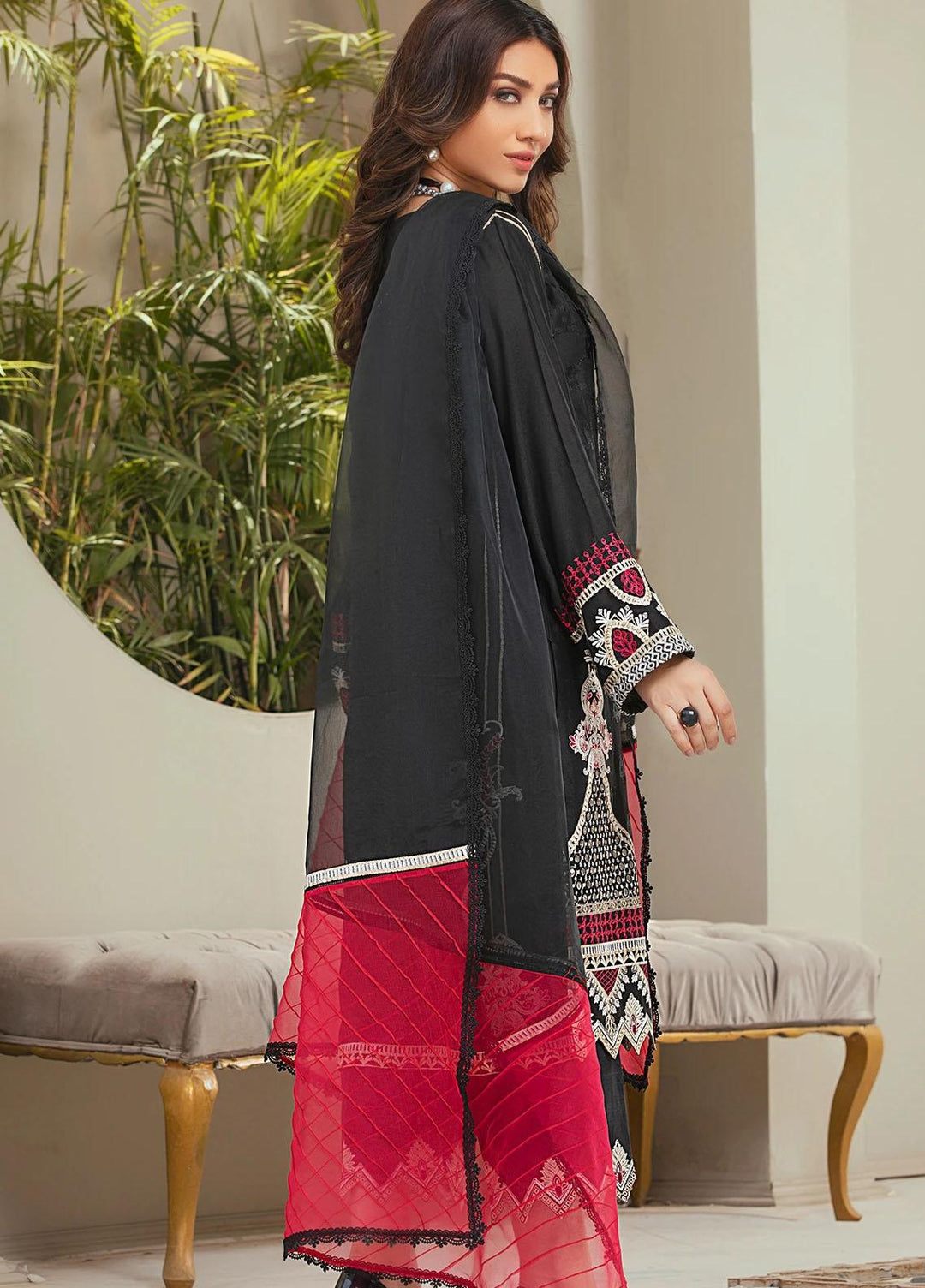 Nurani By Elegance Embroidered Cotton Net Suits Unstitched 3 Piece ELG21N ANBAR - Festive Collection