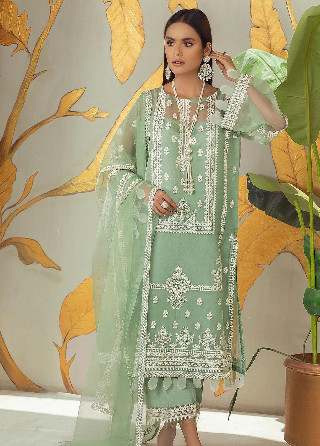 Nurani By Elegance Embroidered Organza Suits Unstitched 3 Piece ELG21N AZMEH - Festive Collection