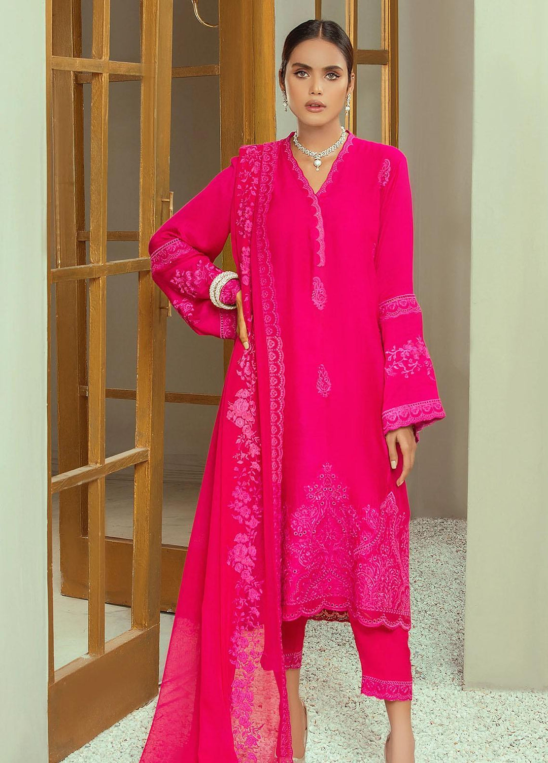 Nurani By Elegance Embroidered Cotton Net Suits Unstitched 3 Piece ELG21N GULNAR - Festive Collection