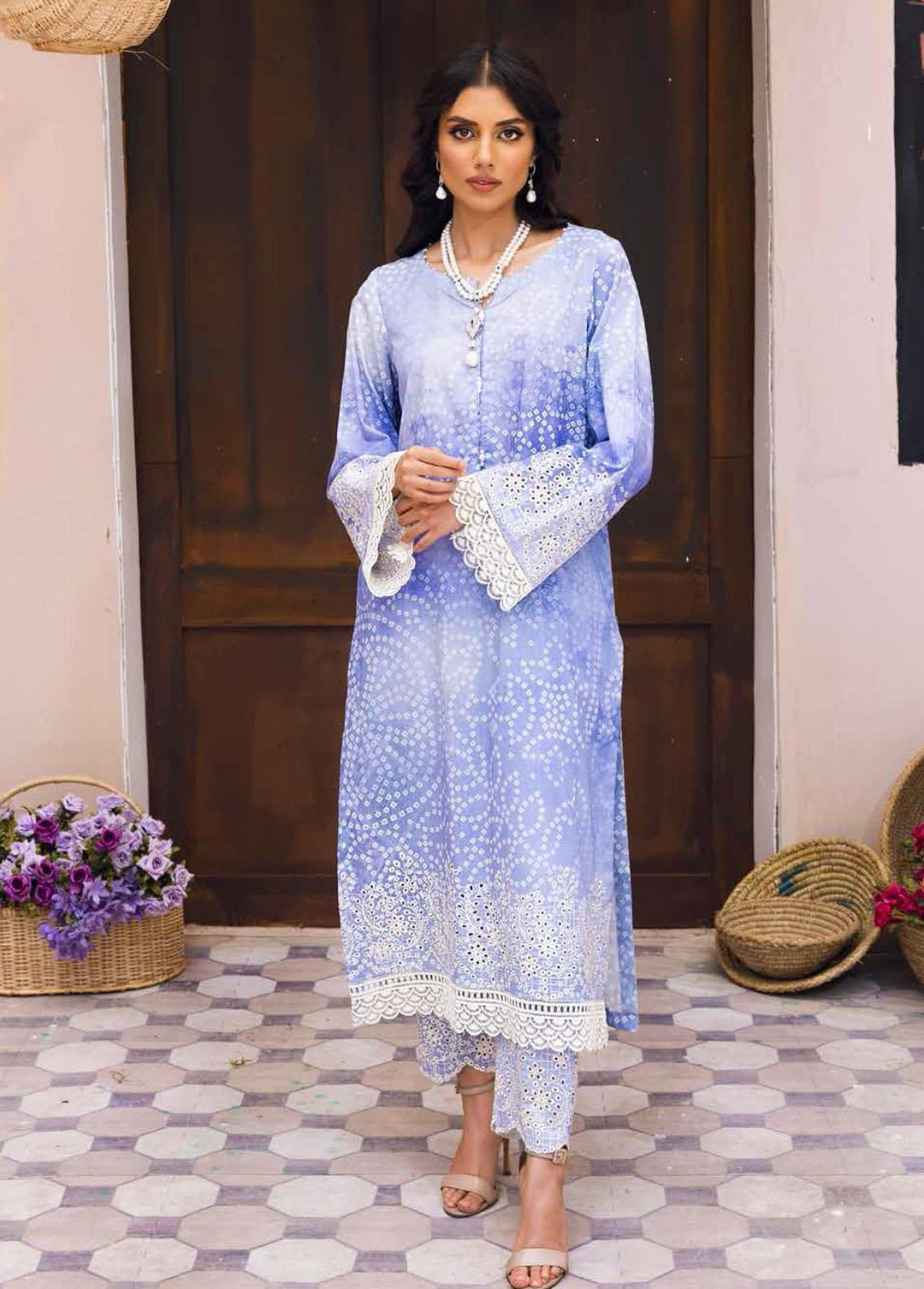 Ballerina By Nureh Embroidered Lawn Suits Unstitched 2 Piece NU22CK NU2- 43 - Summer Collection