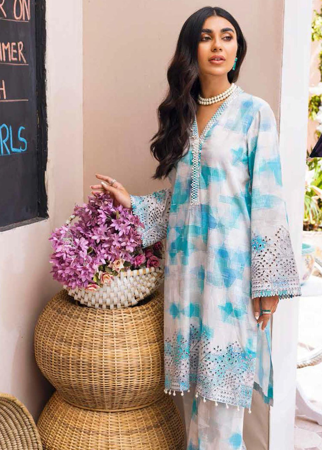 Ballerina By Nureh Embroidered Lawn Suits Unstitched 2 Piece NU22CK NU2- 44 - Summer Collection