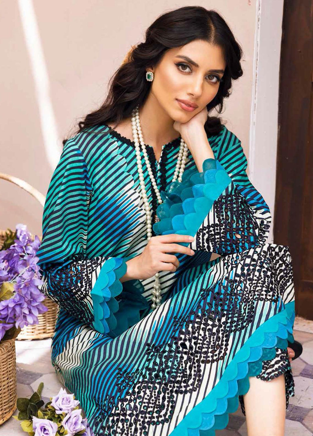 Ballerina By Nureh Embroidered Lawn Suits Unstitched 2 Piece NU22CK NU2- 49 - Summer Collection