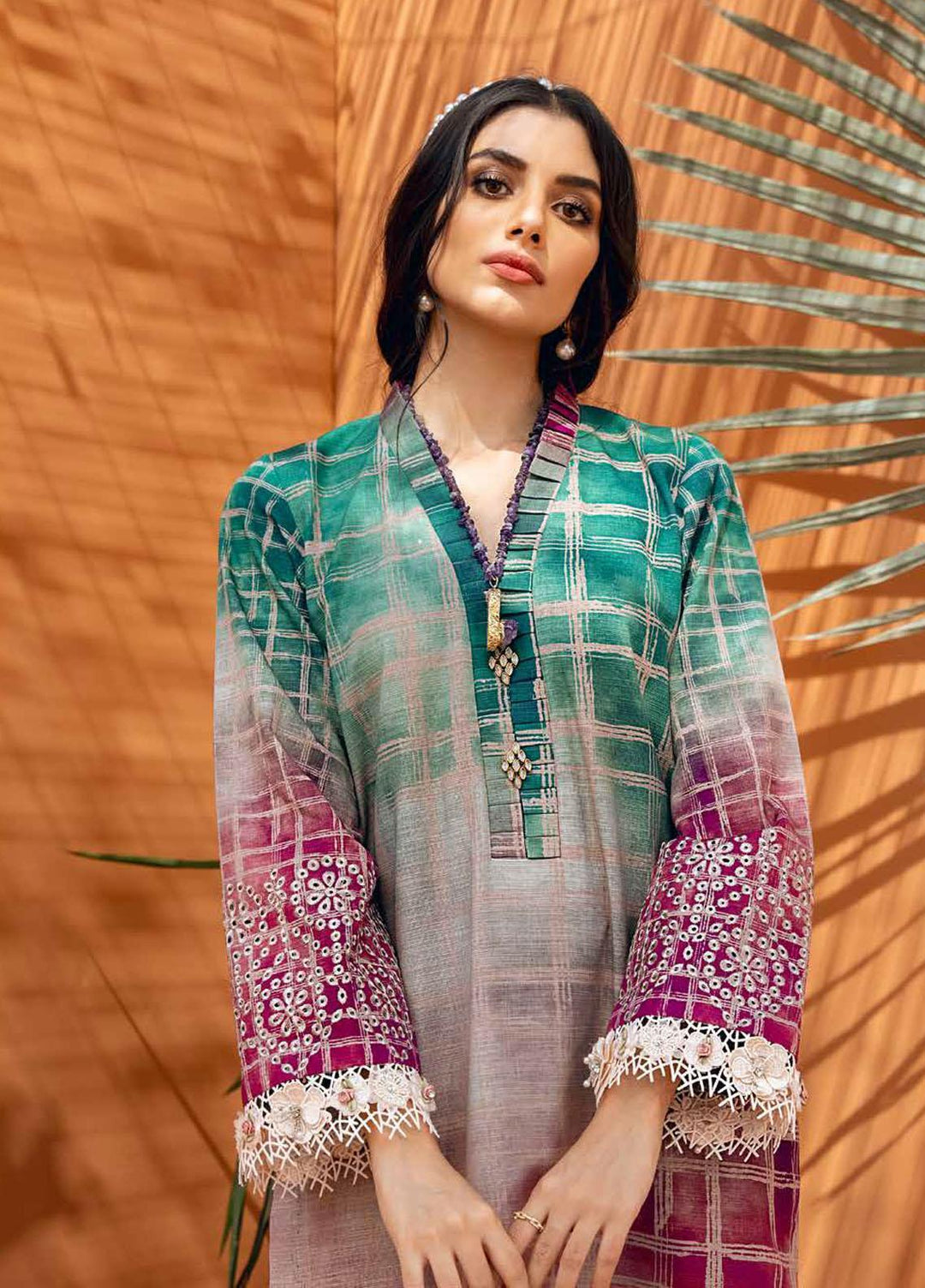 Nureh Embroidered Chikankari Khaddar Suits Unstitched 2 Piece NU21B-2 De Rose NU2-11 - Winter Collection