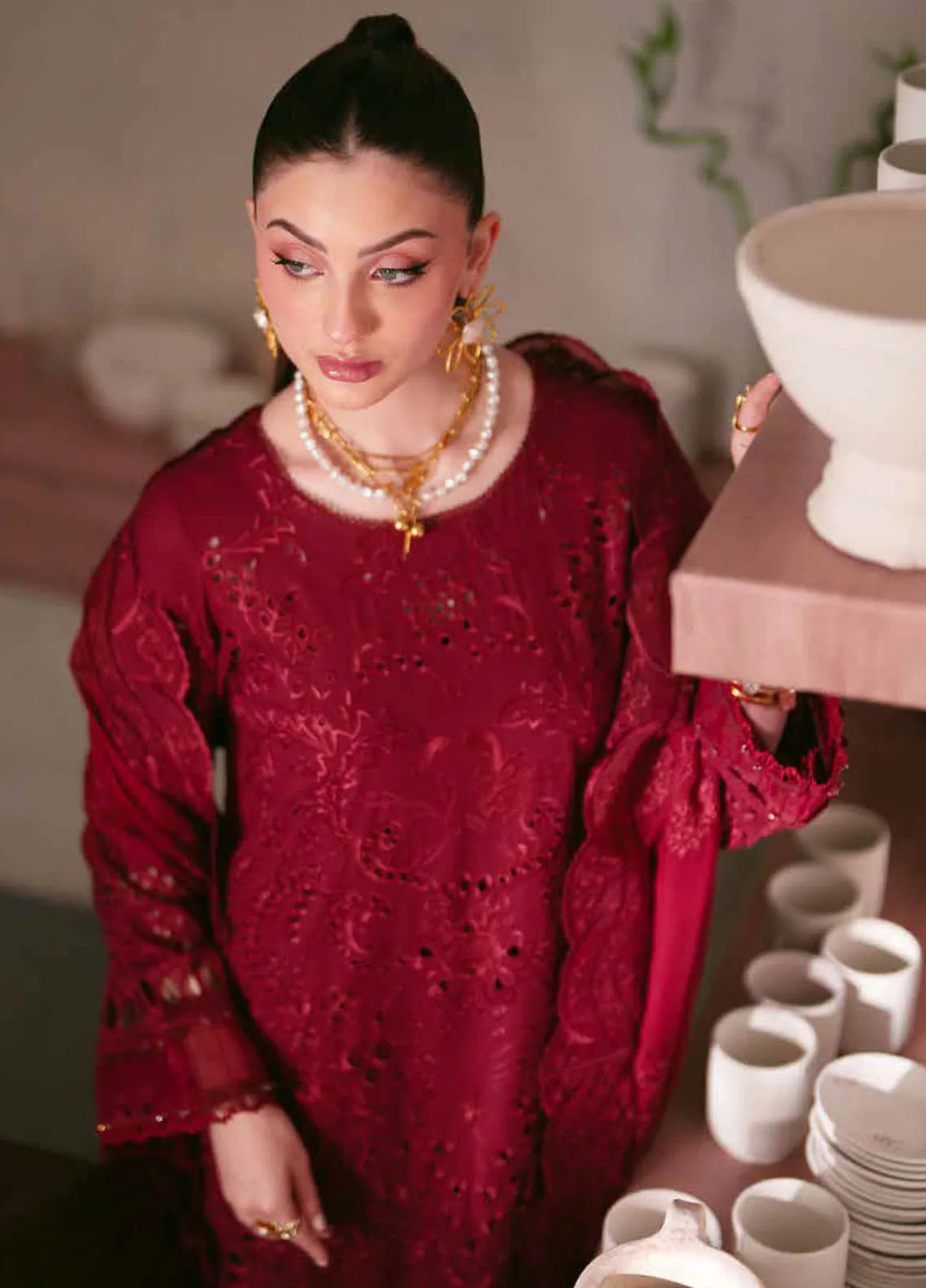 Nureh Chikankari Karandi Suit Unstitched 3 Piece NU24EK NE-104 - Winter Collection