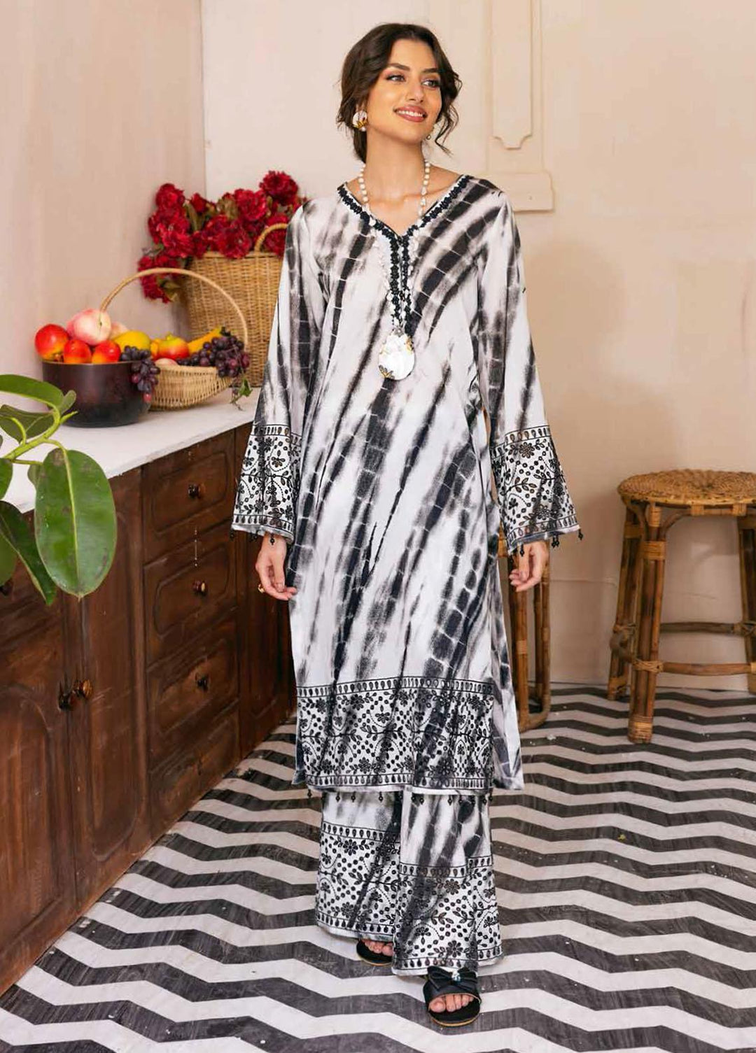 Nureh Embroidered Lawn Suits Unstitched 2 Piece NU22L NU2- 56 - Summer Collection