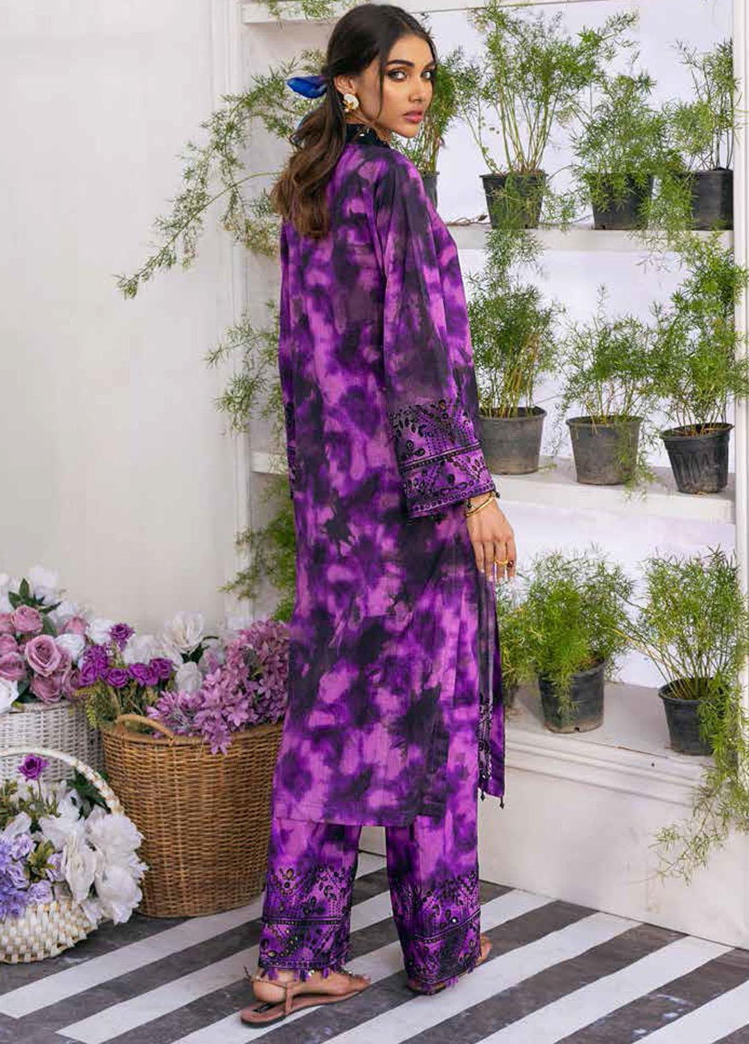 Nureh Embroidered Lawn Suits Unstitched 2 Piece NU22L NU2- 57 - Summer Collection