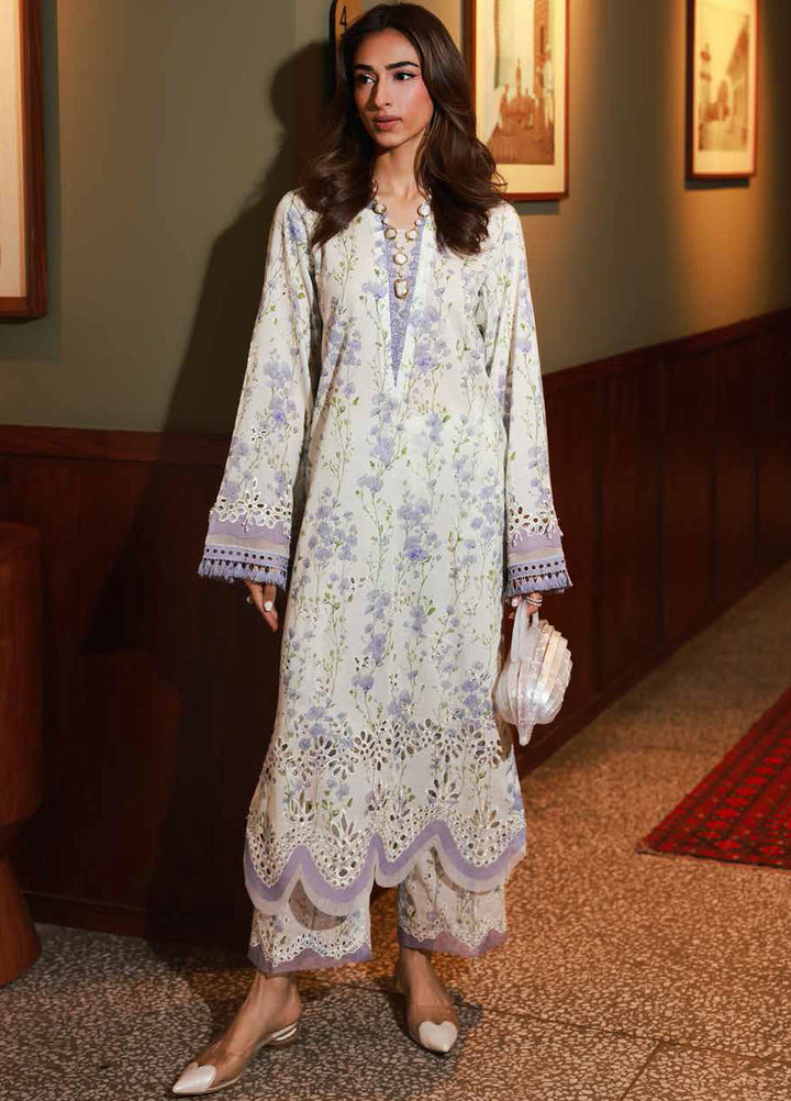 Nureh Chikankari Lawn Suits Unstitched 2 Piece NU25BRU NU2-174 - Summer Collection