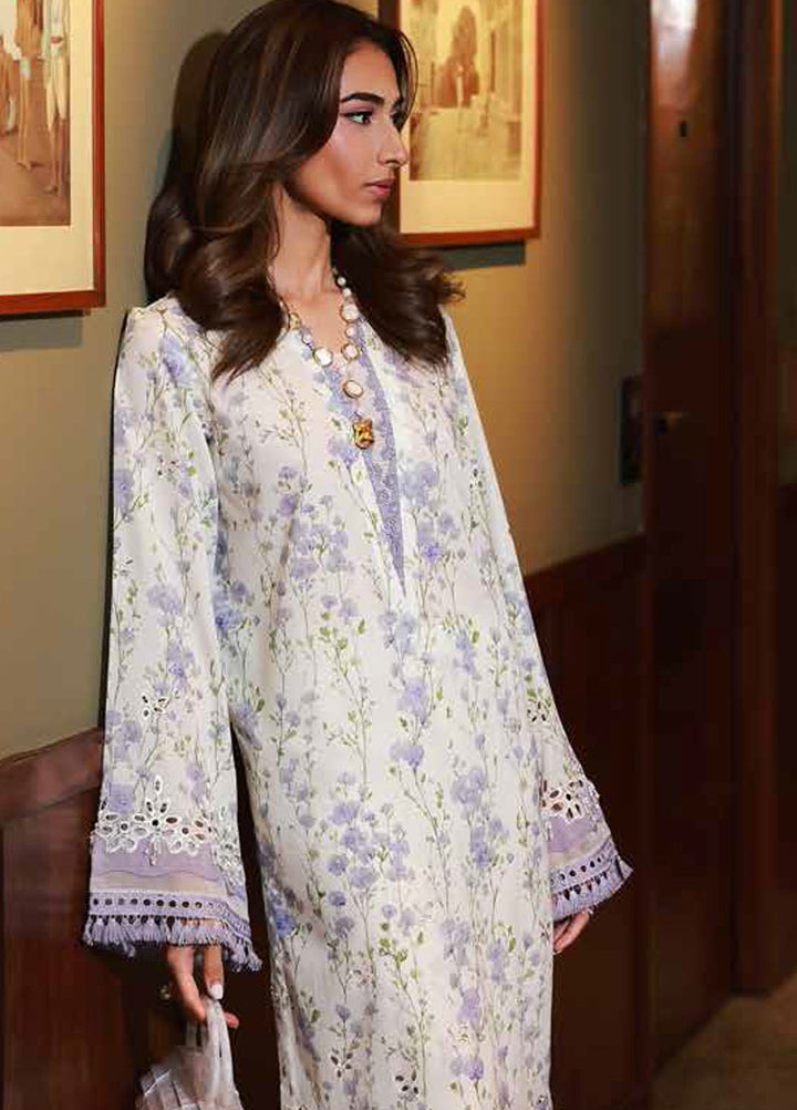 Nureh Chikankari Lawn Suits Unstitched 2 Piece NU25BRU NU2-174 - Summer Collection