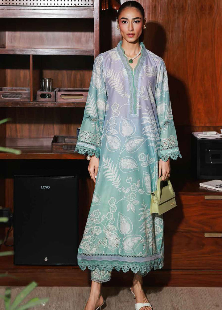 Nureh Chikankari Lawn Suits Unstitched 2 Piece NU25BRU NU2-176 - Summer Collection