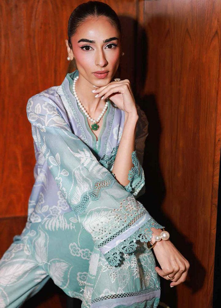 Nureh Chikankari Lawn Suits Unstitched 2 Piece NU25BRU NU2-176 - Summer Collection