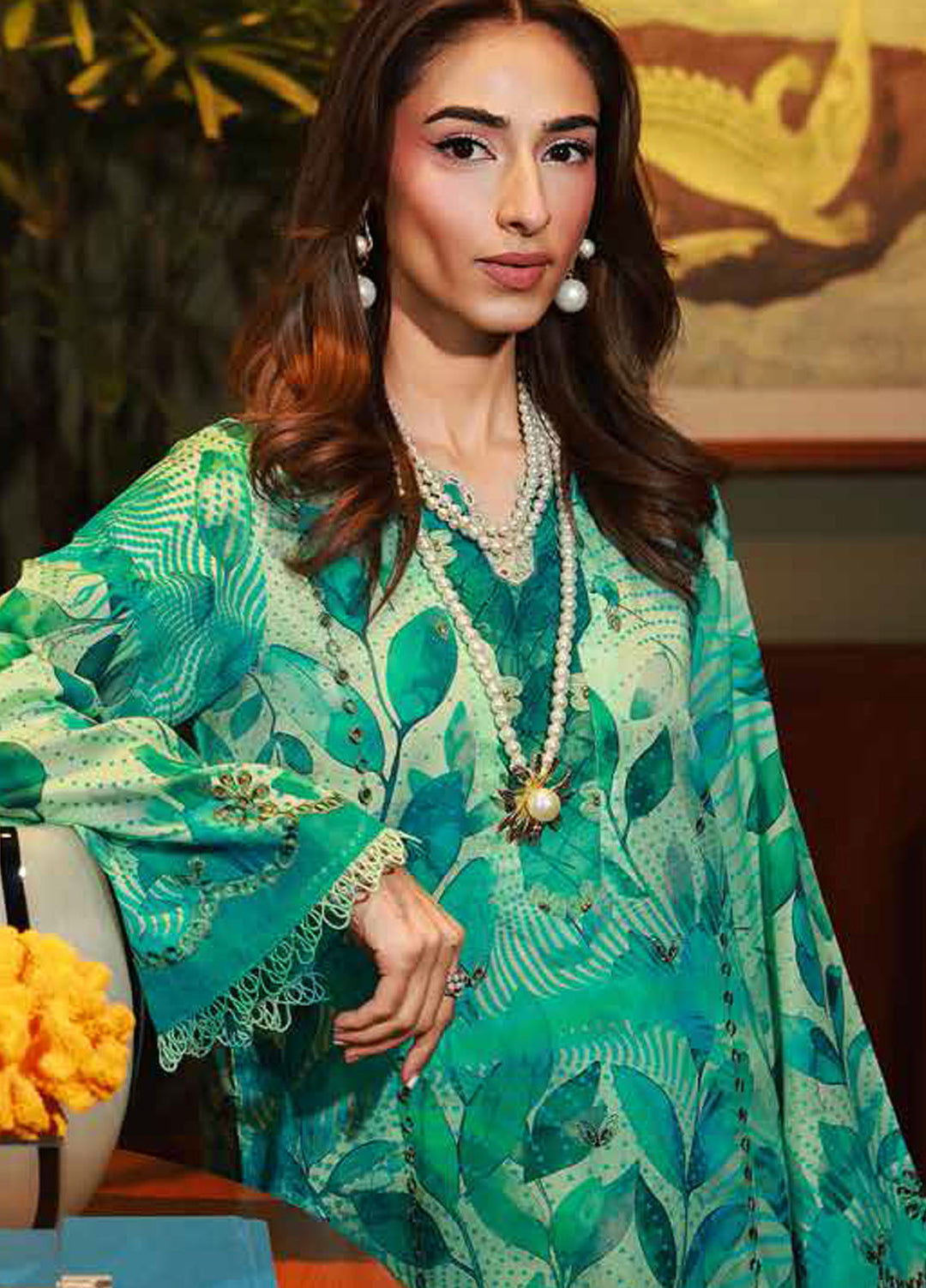 Nureh Chikankari Lawn Suits Unstitched 2 Piece NU25BRU NU2-179 - Summer Collection