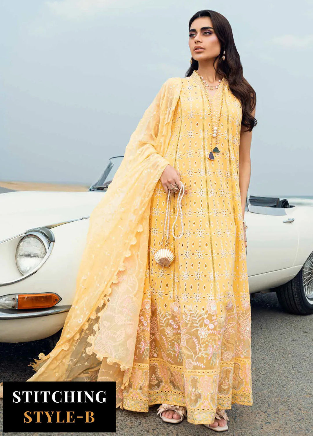 Nureh Chikankari Swiss Lawn Suits Unstitched 4 Piece NU25KE NE-144 - Summer Collection