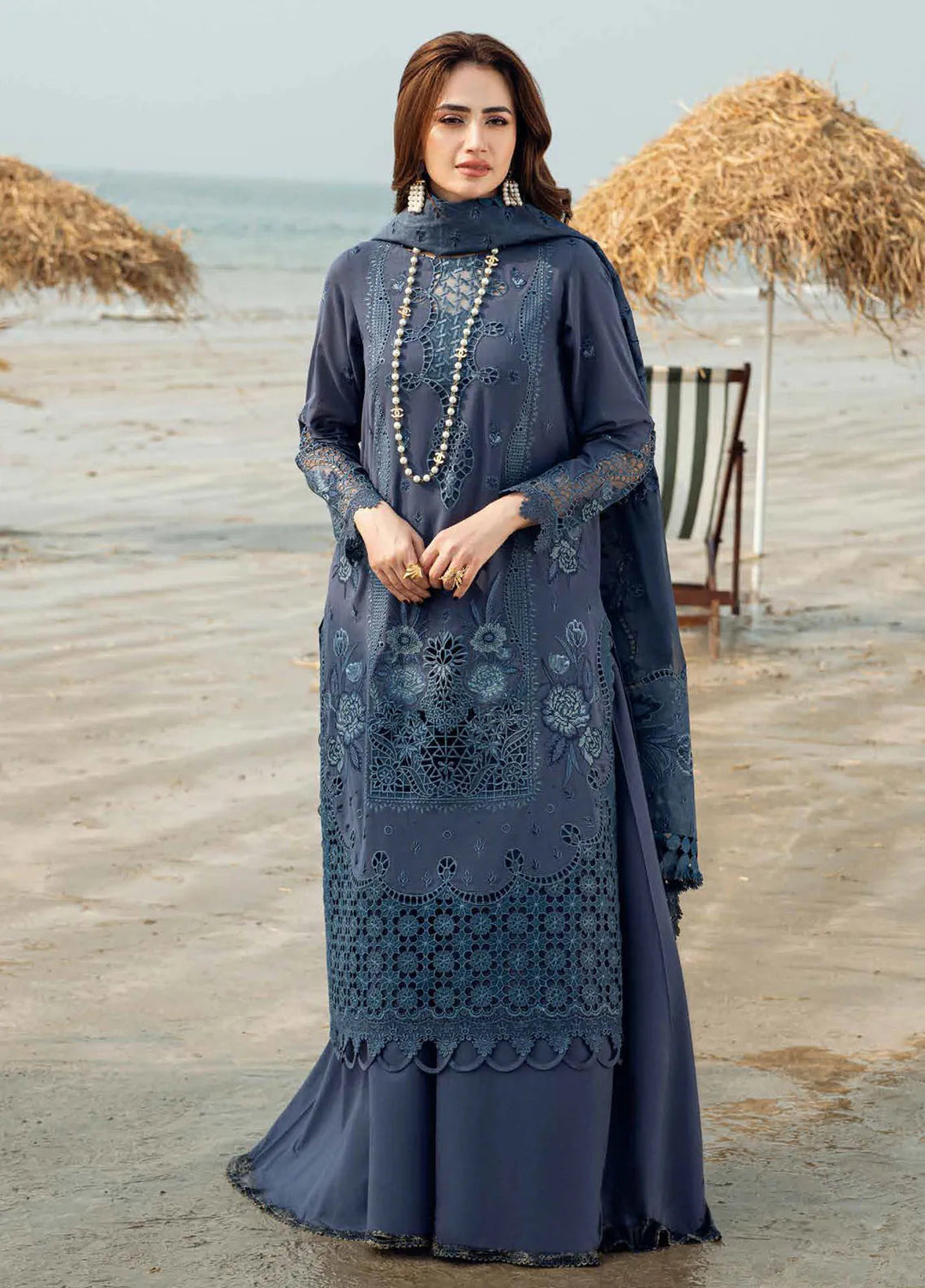 Nureh Chikankari Swiss Lawn Suits Unstitched 4 Piece NU25KE NE-146 - Summer Collection