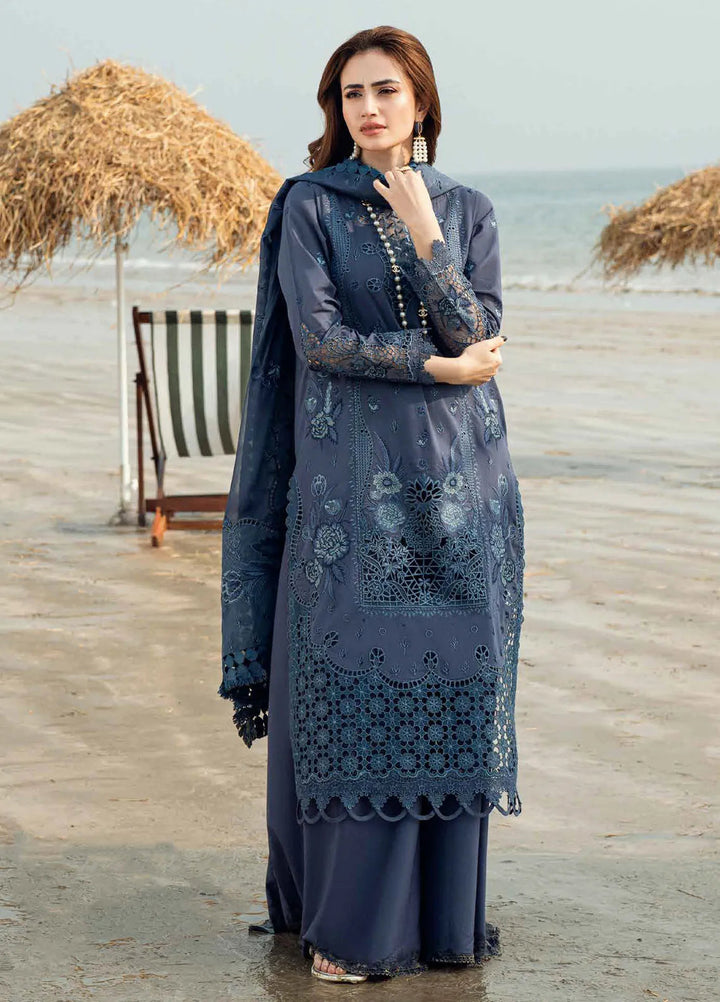 Nureh Chikankari Swiss Lawn Suits Unstitched 4 Piece NU25KE NE-146 - Summer Collection
