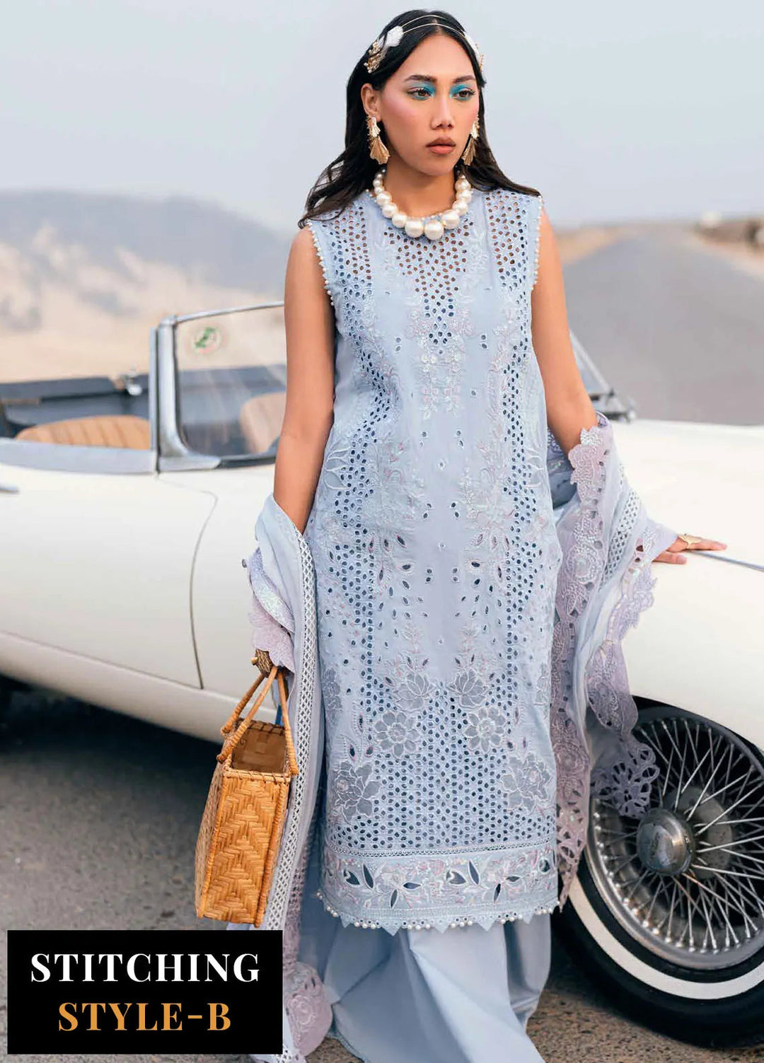 Nureh Chikankari Swiss Lawn Suits Unstitched 4 Piece NU25KE NE-150 - Summer Collection