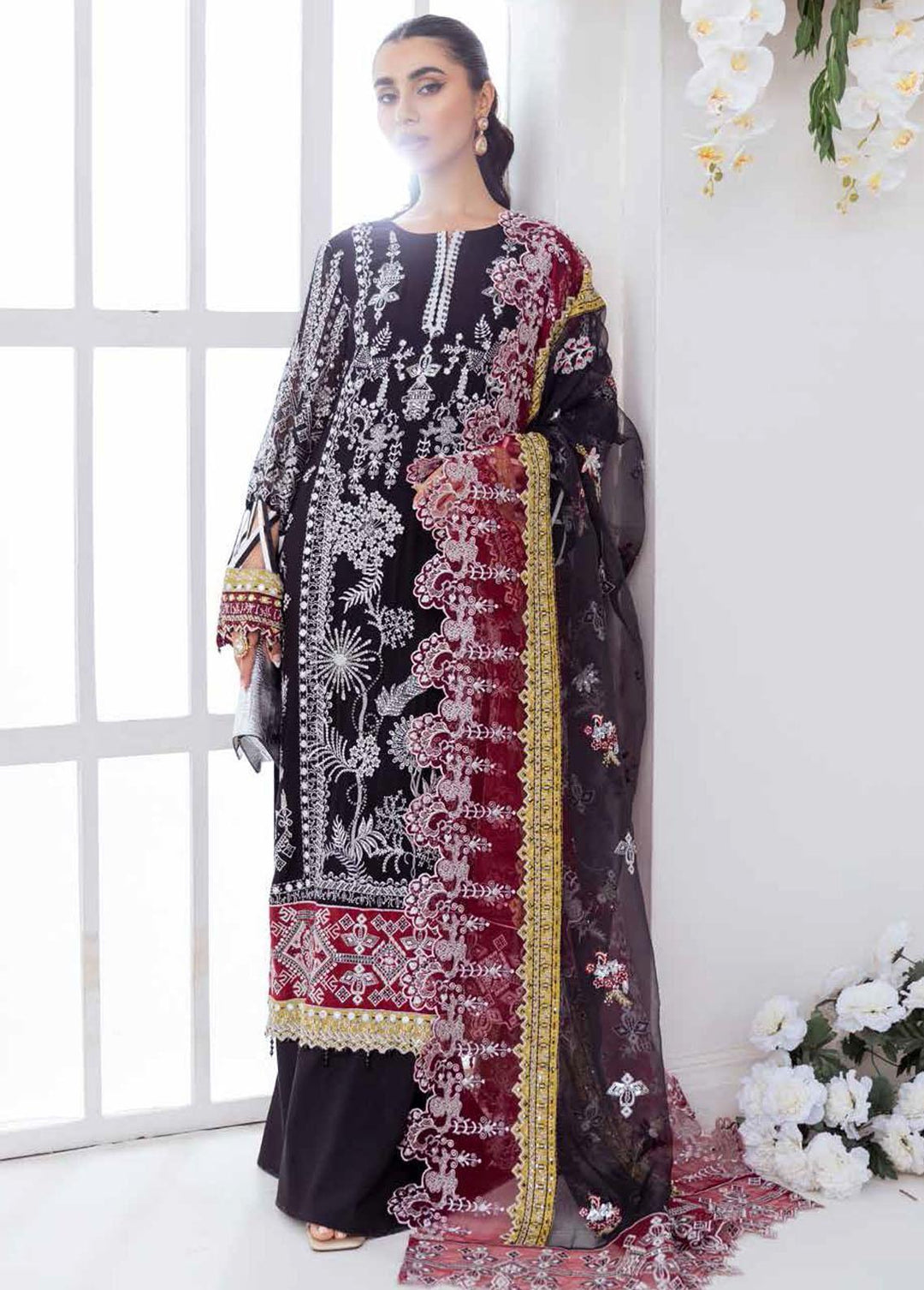 Elanora By Nureh Embroidered Chiffon Suits Unstitched 4 Piece NU22E NEL-05 - Luxury Collection