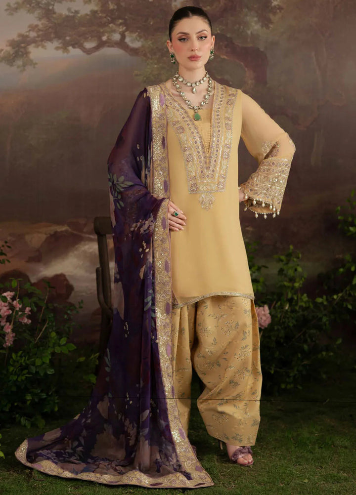 Nureh Embroidered Chiffon Suit Unstitched 3 Piece NU25AC AM-14 - Formals Collection