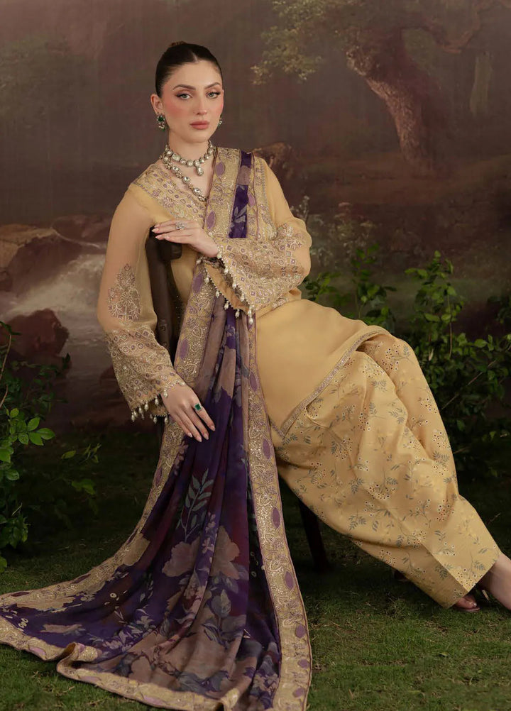 Nureh Embroidered Chiffon Suit Unstitched 3 Piece NU25AC AM-14 - Formals Collection