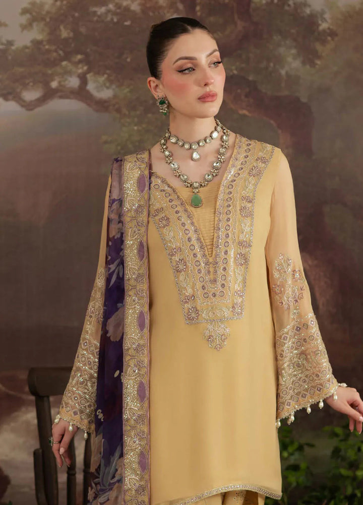 Nureh Embroidered Chiffon Suit Unstitched 3 Piece NU25AC AM-14 - Formals Collection