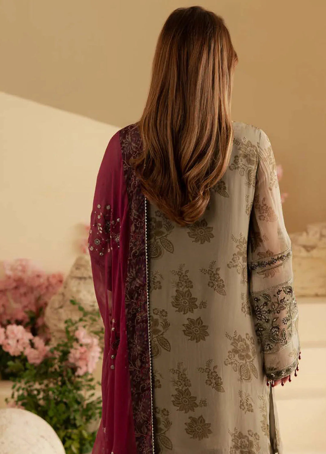 Nureh Embroidered Chiffon Suit Unstitched 3 Piece NU25AC AM-15 - Formals Collection