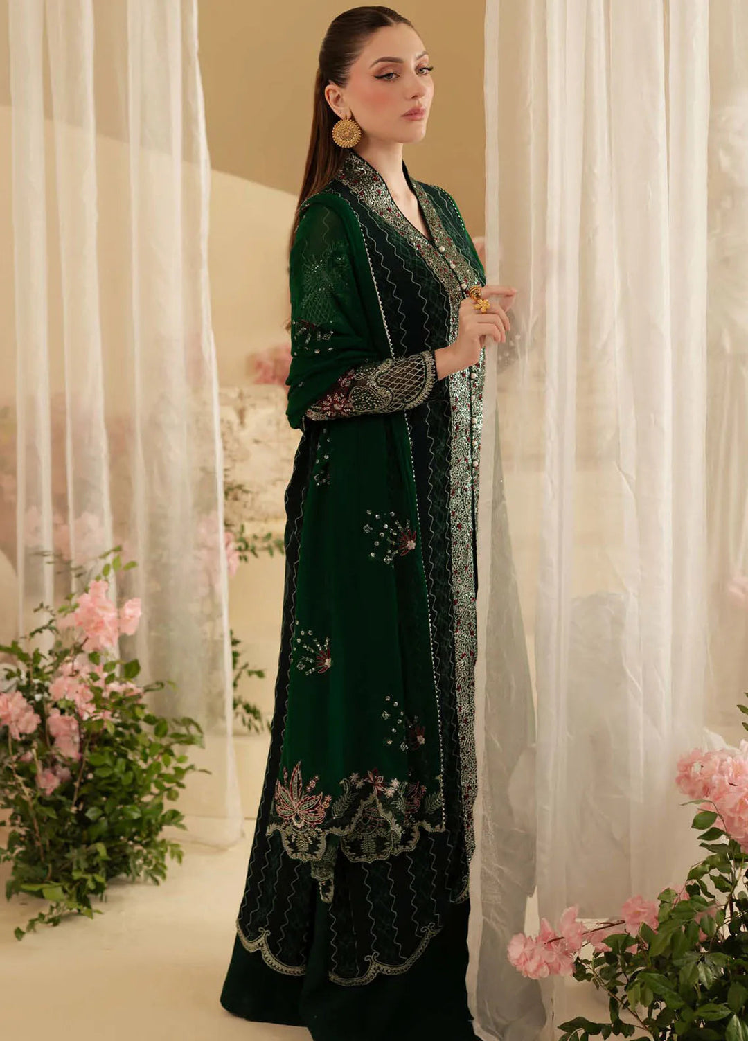 Nureh Embroidered Chiffon Suit Unstitched 3 Piece NU25AC AM-16 - Formals Collection